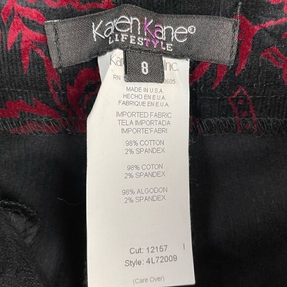 Karen Kane Black and Red Corduroy Pants Size 8 EUC - Picture 5 of 6